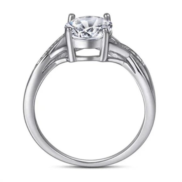 IRAMAT 2Ct Cubic Zirconia Engagement Ring | 925 Sterling Silver Solitaire Band | - Picture 3 of 5